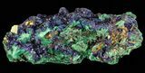 Sparkling Azurite Crystal Cluster with Malachite - Laos #69702-1